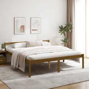 Mézbarna tömör fenyőfa ágy időseknek 200 x 200 cm