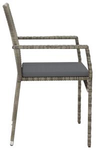 VidaXL 4 db szürke polyrattan kerti szék párnával