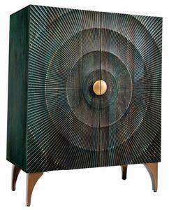 GOLDEN SUNNYSET 3D Komód tömör mangófából, lakkozott türkiz, 120 cm