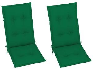 VidaXL tömör tíkfa kerti szék zöld párnákkal