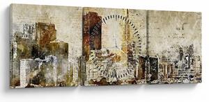 Kép - Művészileg renderelt város (órával) (90x30 cm)