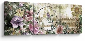 Kép - Design virágok (órával) (90x30 cm)