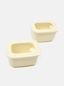 Sinsay - Bordázott ételtárolók átlátszó fedelekkel 2 pack - krémszínű