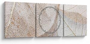 Kép - Bézs levelek (órával) (90x30 cm)
