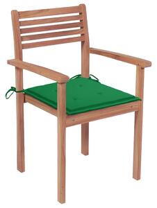 VidaXL 6 db rakásolható tömör tíkfa kerti szék párnákkal