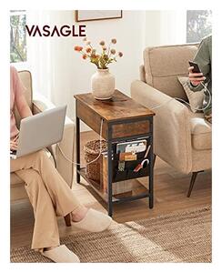 Oldalsó asztalka prizával, Vasagle LET311B01, rusztikus barna, 60 x 31 x 60 cm