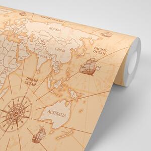 Tapéta világtérkép hajókkal