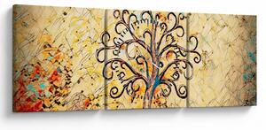 Kép - Mozaik életfa (órával) (90x30 cm)