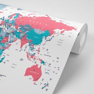 Öntapadó tapéta világtérkép pasztell színekben