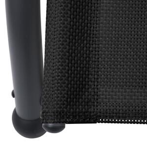 VidaXL fekete kétszemélyes textilén napozóágy napellenzővel