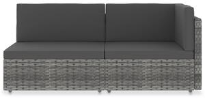 VidaXL 2 személyes szürke elemes polyrattan kanapé