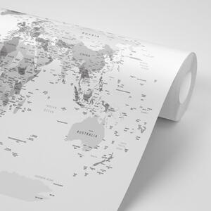 Tapéta fekete fehér világtérkép megnevezésekkel