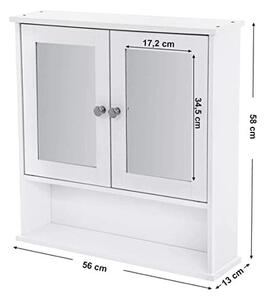 Fürdőszobai tárolószekrény, Vasagle, fehér, 56.5x13x58.5 cm