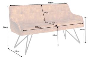 Design ülőpad Natasha 156 cm mustársárga bársony
