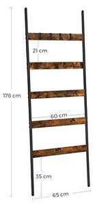 Létra formájú törölközőtartó, Vasagle, antik-fekete, 60x176 cm