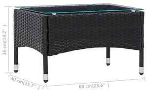VidaXL fekete polyrattan dohányzóasztal 60 x 40 x 36 cm