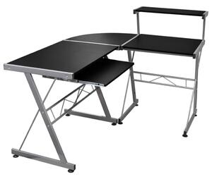 Fekete szerelt fa sarok számítógépasztal 132 x 112 x 99 cm