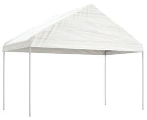Fehér polietilén pavilon tetővel 4,08 x 2,23 x 3,22 m