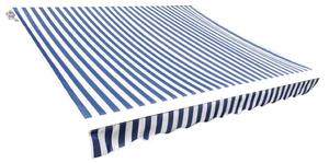 Kék/fehér vászon napellenző tető 6 x 3 m (a váz nem tartozék)
