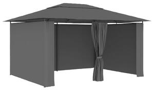 Antracitszürke kerti pavilon függönyökkel 4 x 3 m