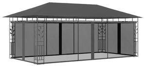 Antracitszürke pavilon szúnyoghálóval 6 x 3 x 2,73 m