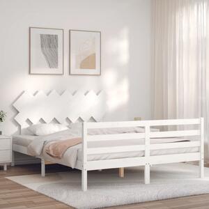 Fehér tömör fa ágykeret fejtámlával King Size