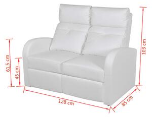 VidaXL 2 személyes fehér, dönthető támlájú, műbőr fotel