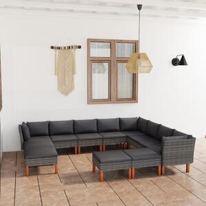 VidaXL 12 részes szürke polyrattan kerti ülőgarnitúra párnákkal