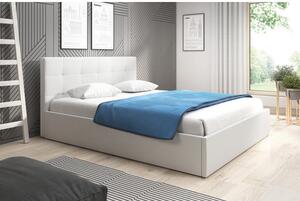 Kárpitozott ágy LAURA mérete 140x200 cm Fehér műbőr