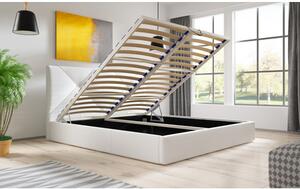 Kárpitozott ágy KARINO mérete 140x200 cm Fehér műbőr