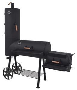 VidaXL faszenes BBQ grillsütő alsó polccal, fekete XXL
