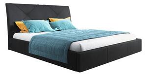 Kárpitozott ágy KARO mérete 160x200 cm Fekete műbőr