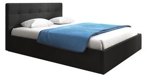 Kárpitozott ágy LAURA mérete 140x200 cm Fekete műbőr