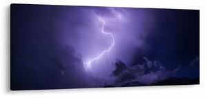 Kép - lila égbolt és villám (120x50 cm)