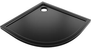 Mexen Flow félköríves slim zuhanytálca 80 x 80 cm, fekete matt - 46Q708080