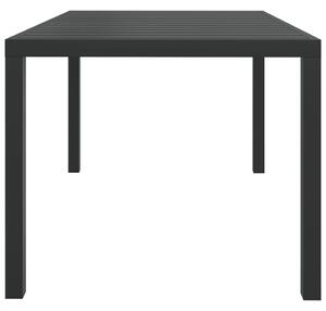 VidaXL fekete alumínium és WPC kerti asztal 150 x 90 x 74 cm