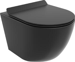 MEXEN LENA Keret nélküli függő tál szabadon eső üléssel SLIM, 48 x 36 cm, fekete, 30220185