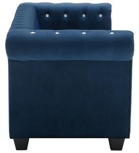 VidaXL kék 3 személyes bársony Chesterfield kanapé 199 x 75 x 72 cm