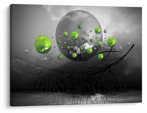 Zöld absztrakt gömbök képe (70x50 cm)