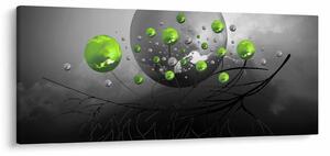 Zöld absztrakt gömbök képe (120x50 cm)