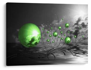 Zöld absztrakt gömbök képe (70x50 cm)
