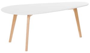 Modern Fehér Dohányzóasztal Szett Fa Lábakkal FLY III
