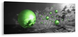 Zöld absztrakt gömbök képe (120x50 cm)
