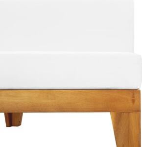 VidaXL elemes tömör akácfa középső kanapé krémfehér párnákkal
