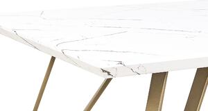 Stílusos Márványhatású Étkezőasztal Aranyozott Lábakkal 150 x 80 cm MOLDEN
