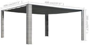 VidaXL szürke és antracit polyrattan pavilon tetővel 400x400x200 cm