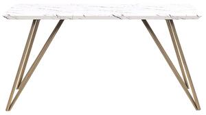 Stílusos Márványhatású Étkezőasztal Aranyozott Lábakkal 150 x 80 cm MOLDEN