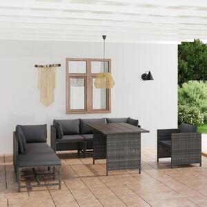 VidaXL 8 részes szürke polyrattan kerti bútorszett párnákkal