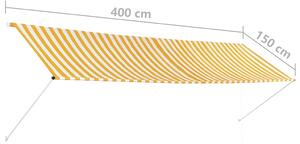 VidaXL feltekerhető sárga és fehér napellenző 400 x 150 cm