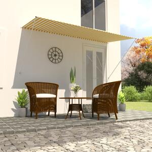 VidaXL feltekerhető sárga és fehér napellenző 300 x 150 cm
